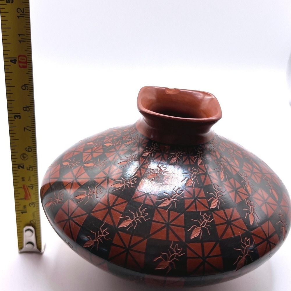 Yoly Ledezma Mata Ortiz Seed Jar 5in Red Black Good Polychrome Ant Pottery - Picture 4 of 8